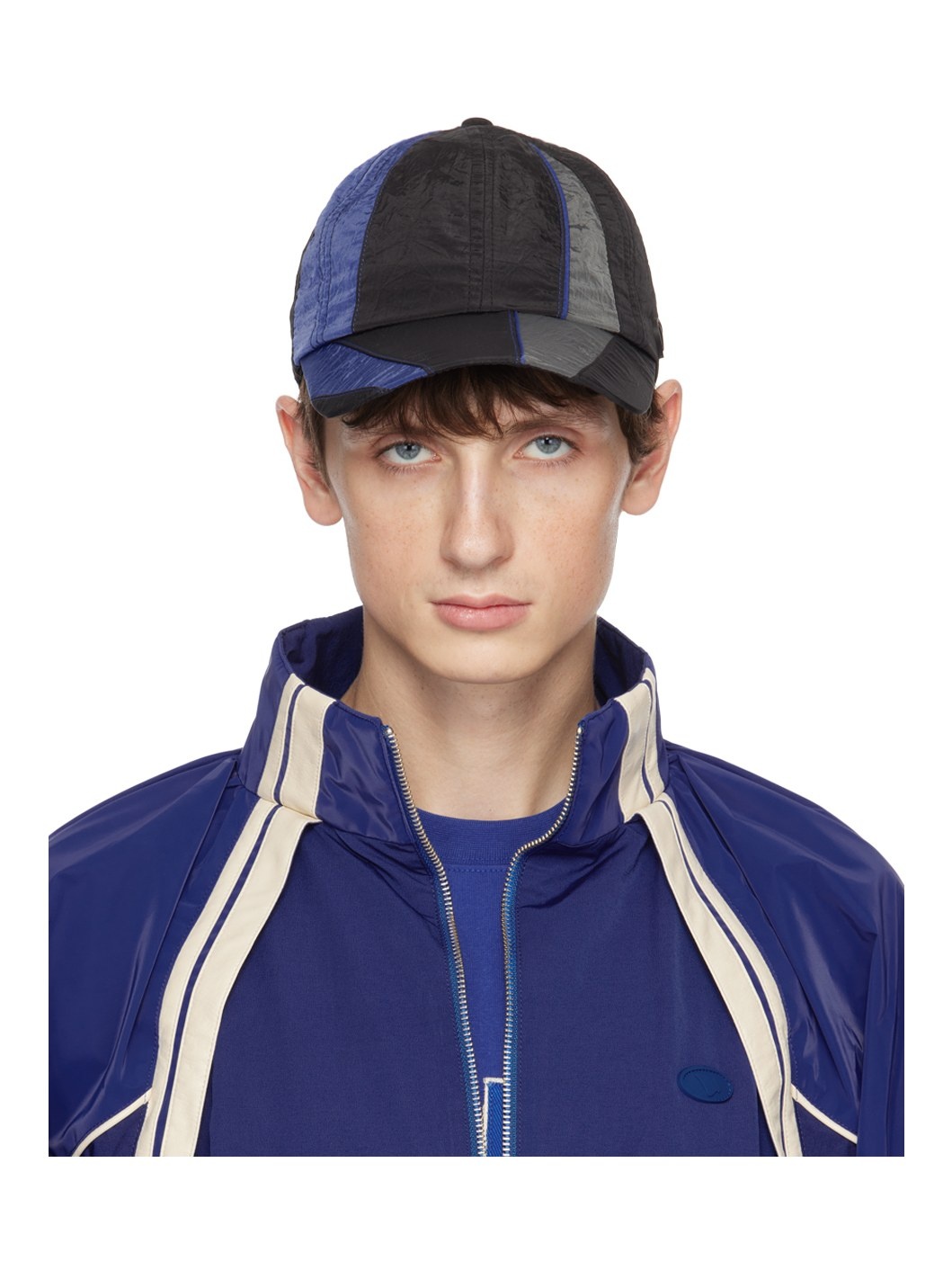 Black & Blue Paneled Cap - 1