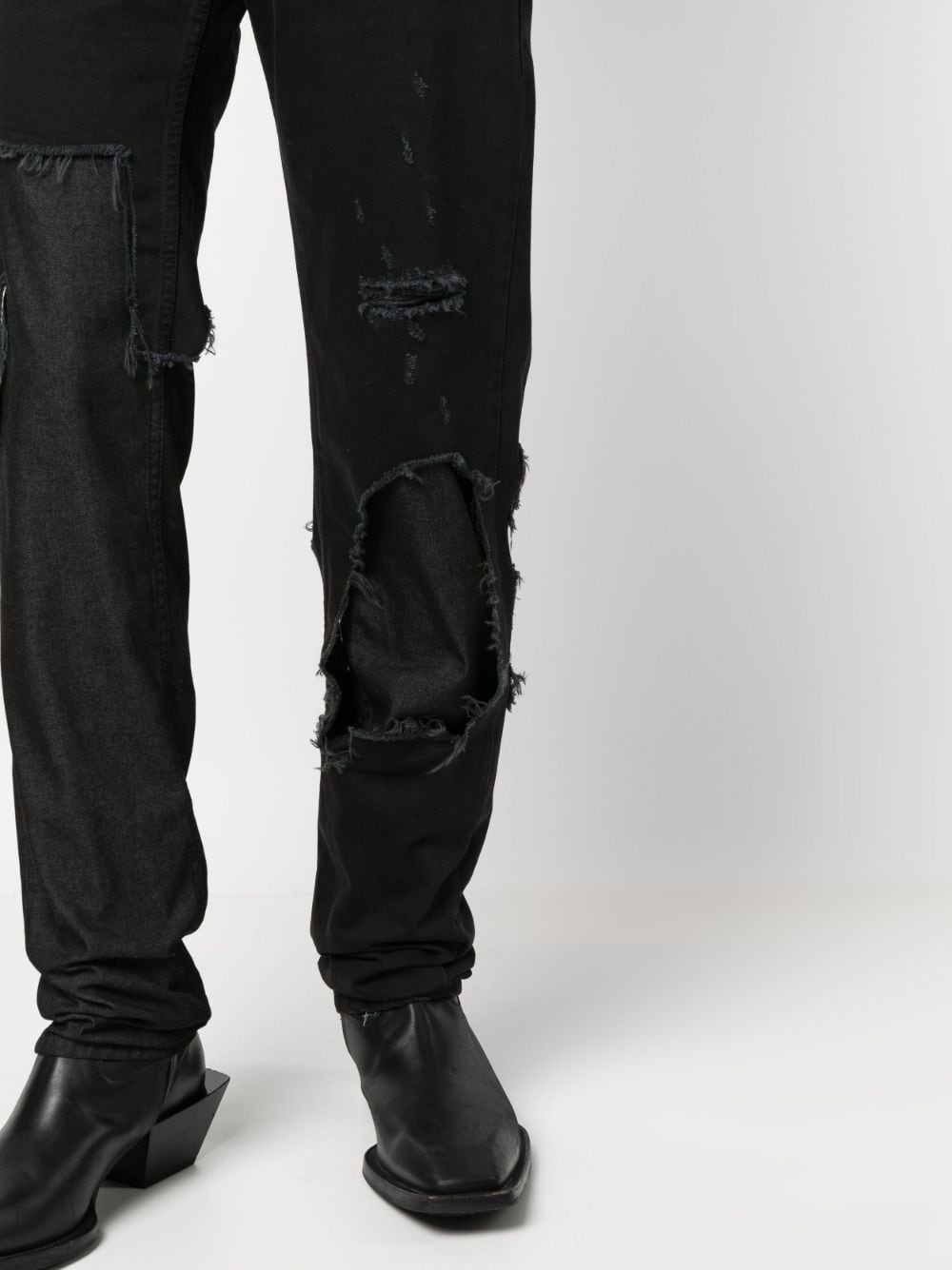 distressed straight-leg jeans - 5