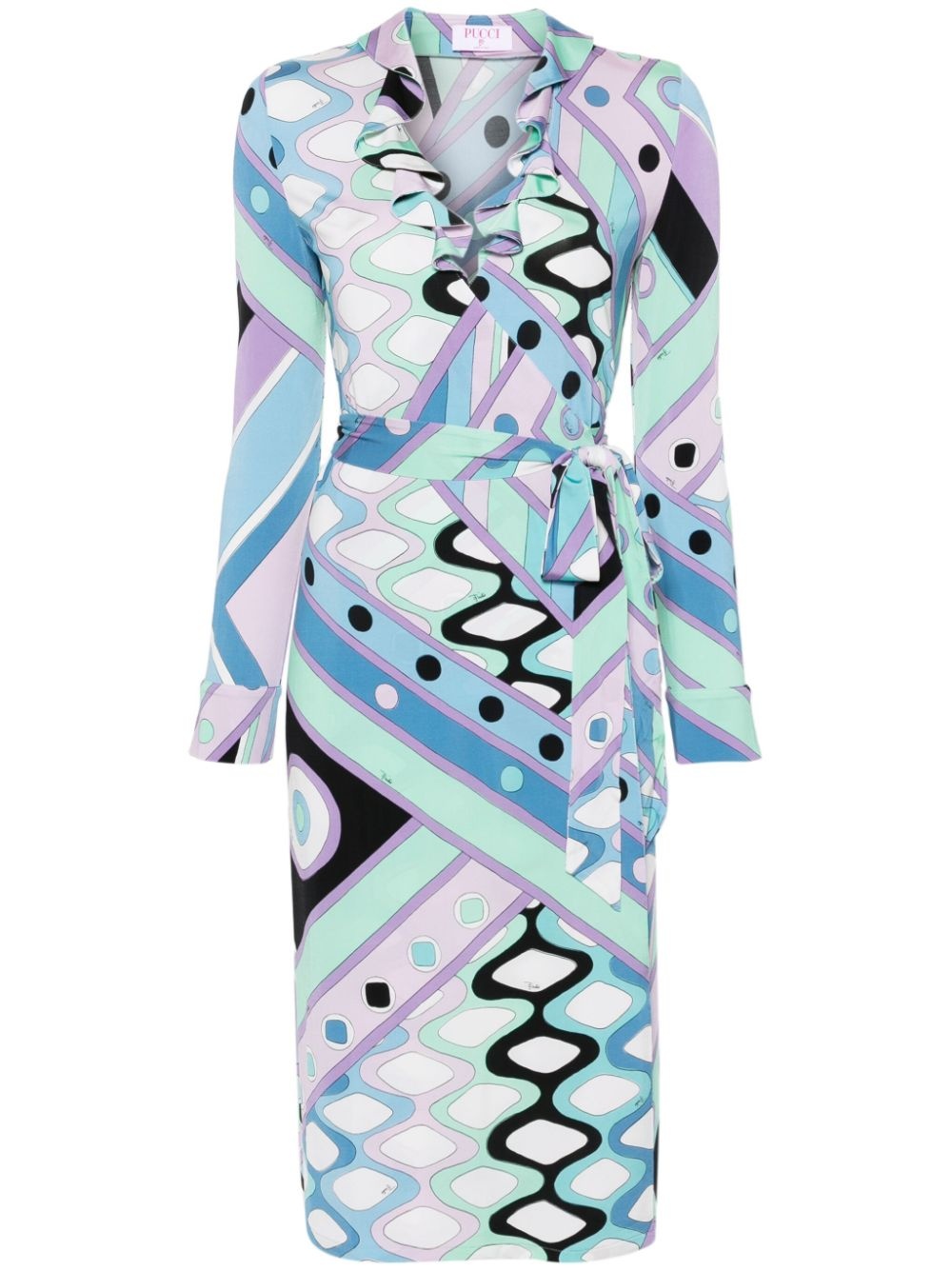 geometric wrap midi dress - 1