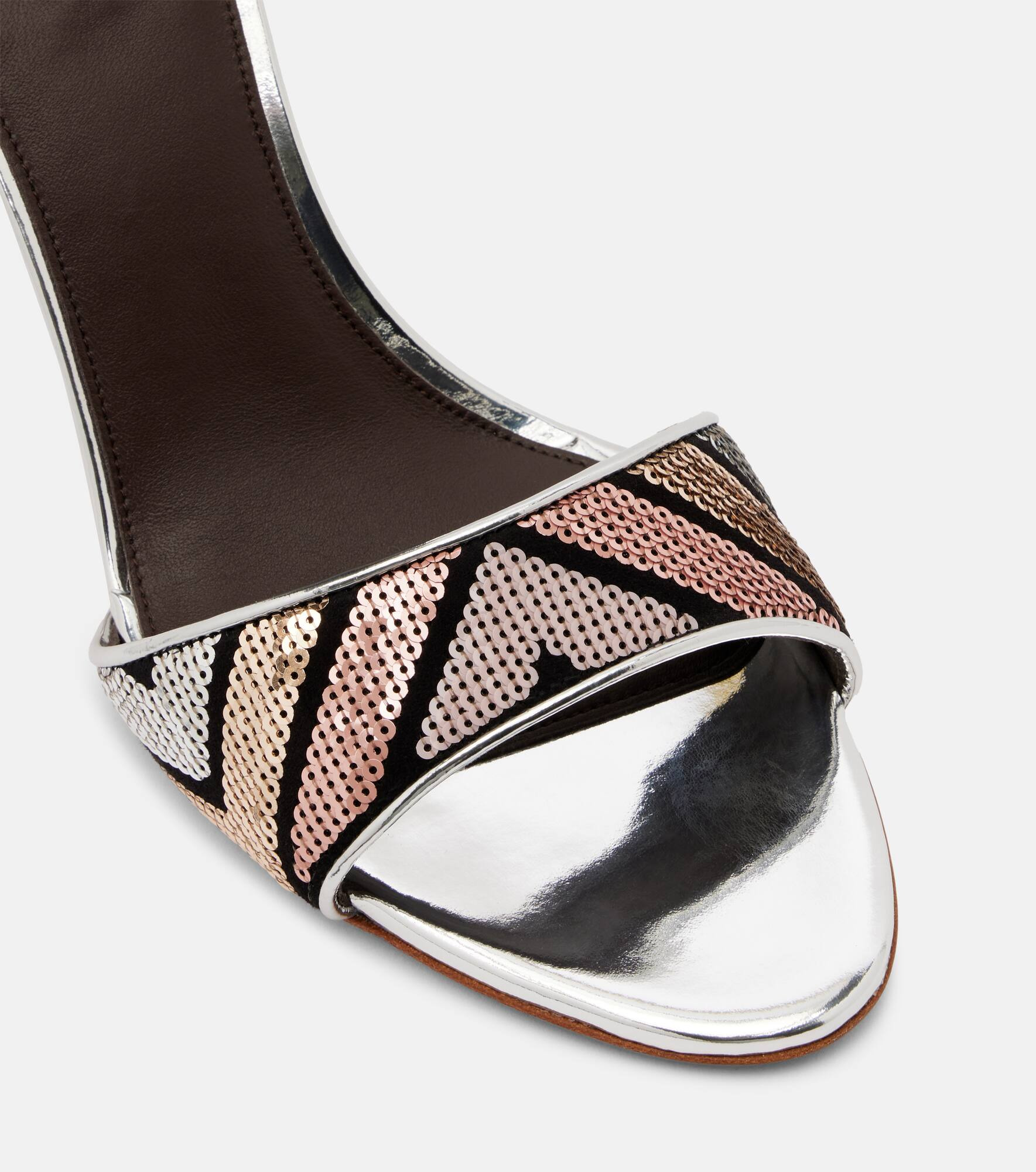 Belle sequined metallic leather sandals - 5