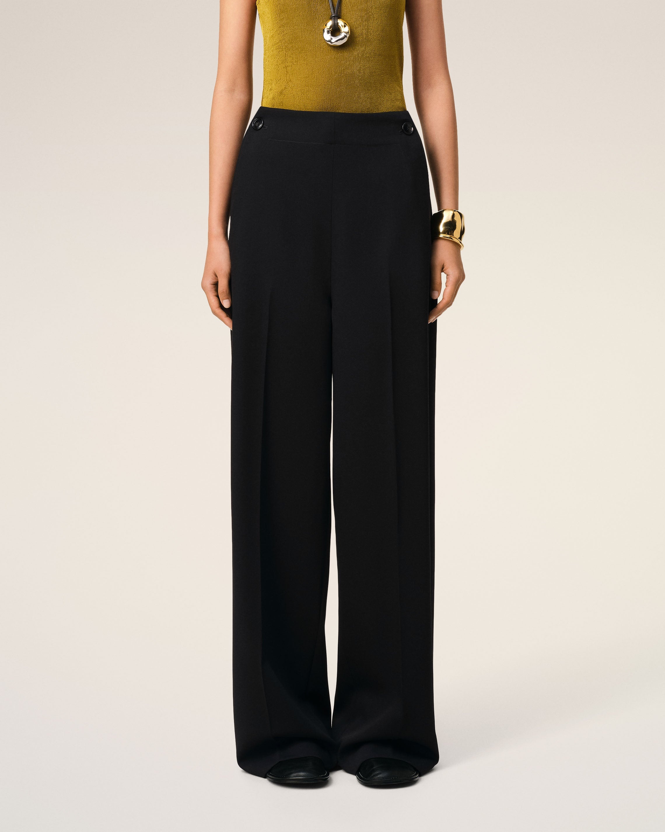 BLACK WOOL SAILOR TROUSERS - 3