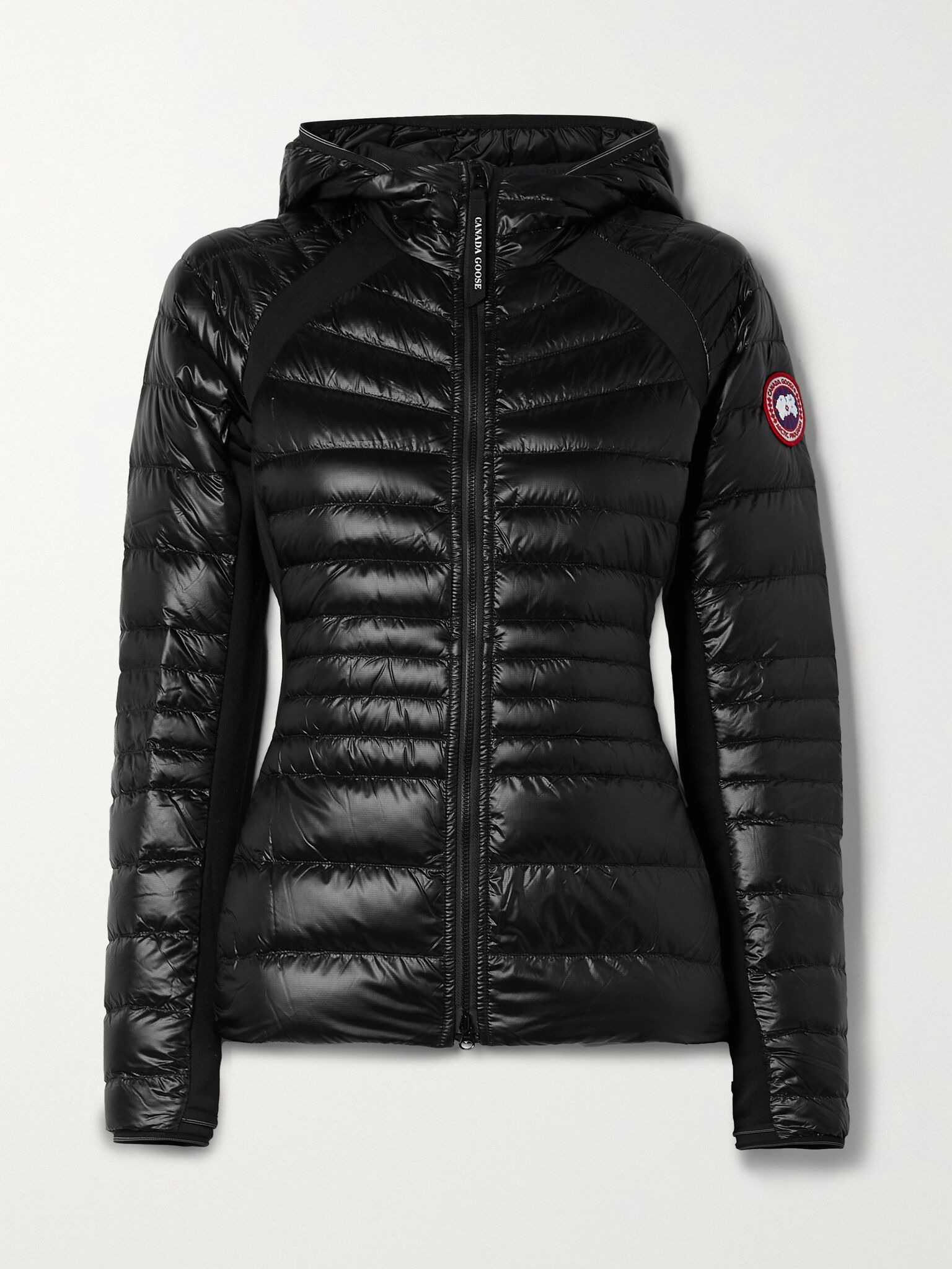Hybridge Lite hooded stretch jersey-trimmed quilted shell down jacket Black - 1