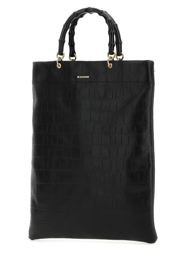 JIL SANDER Black Leather Medium Shopping Bag - 2