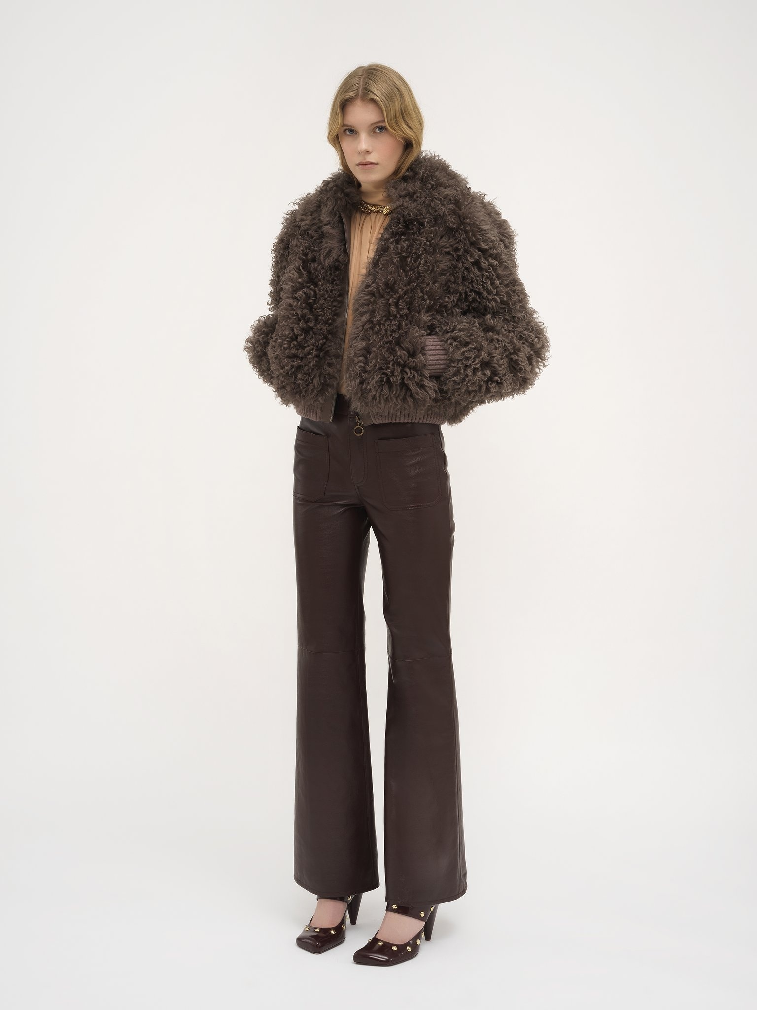 BOMBER JACKET IN SOFT CURLY SHEARLING - 3