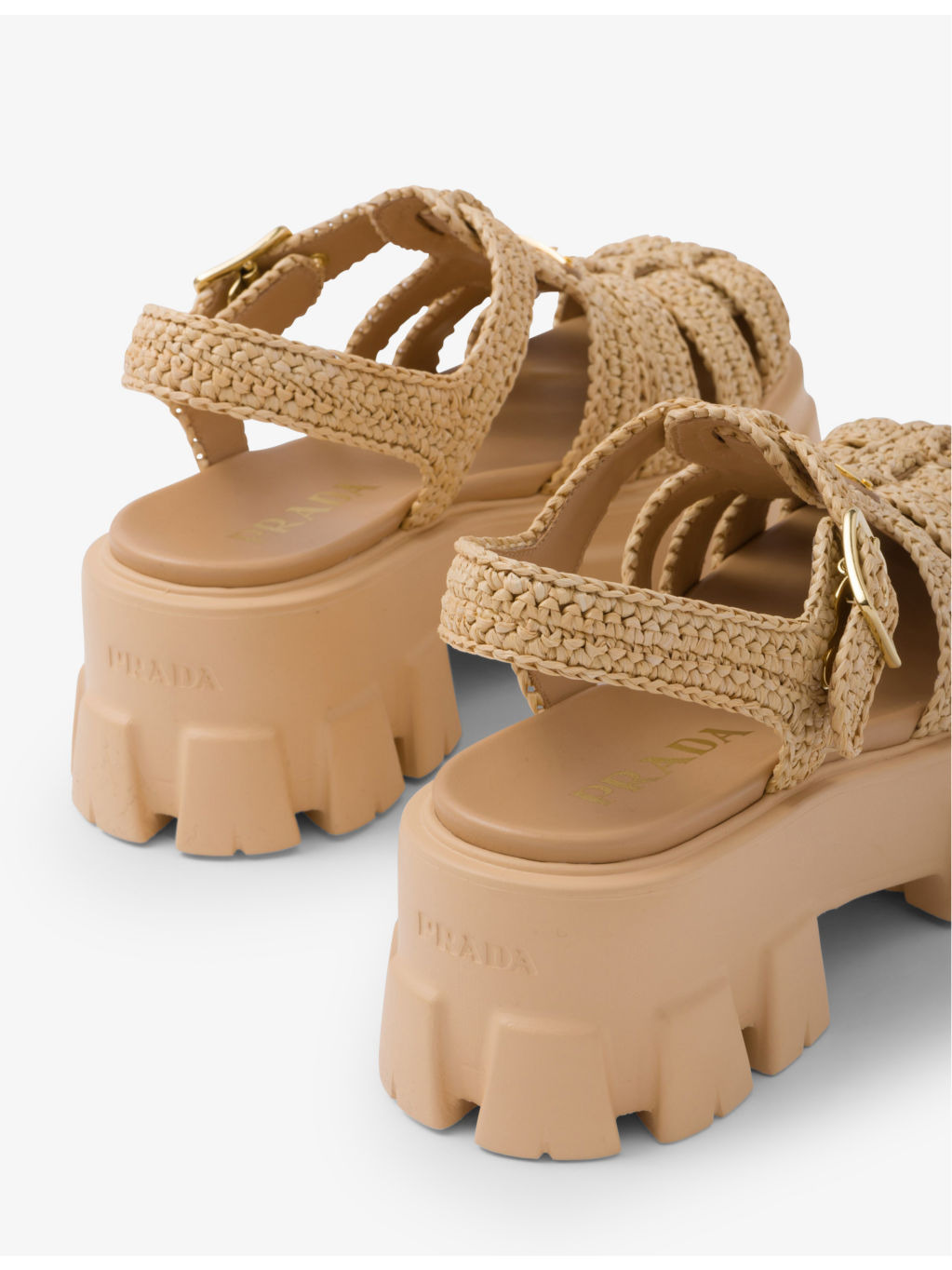 Monolith logo-plaque chunky-sole caged crochet sandals - 6