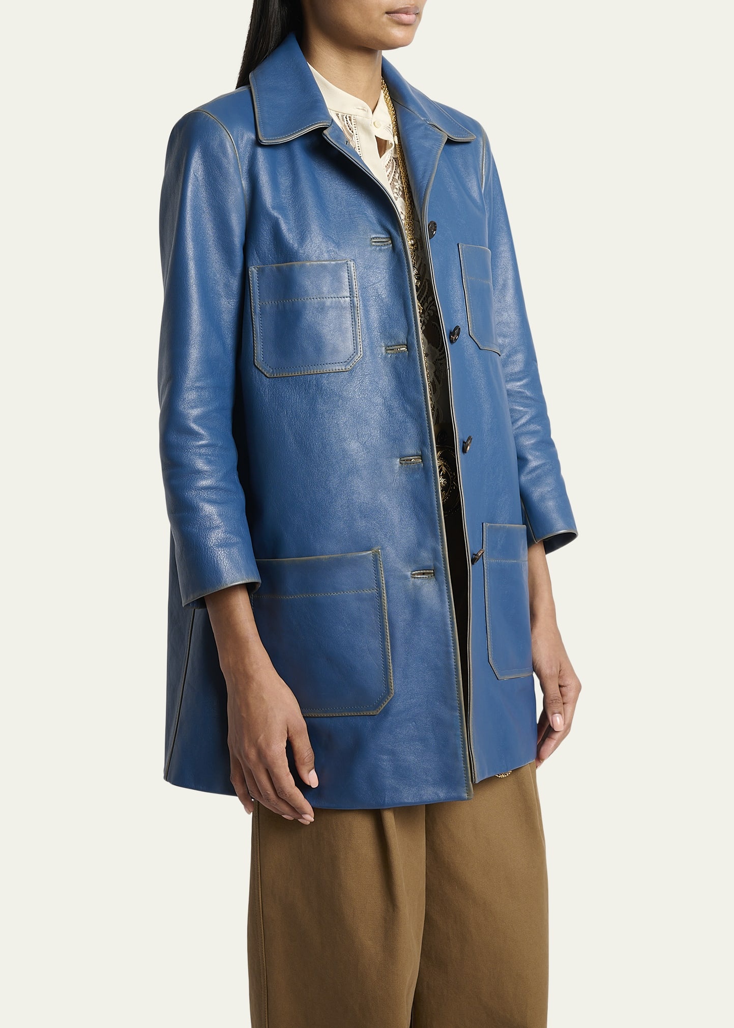 Leather Bracelet-Sleeve Car Coat - 4