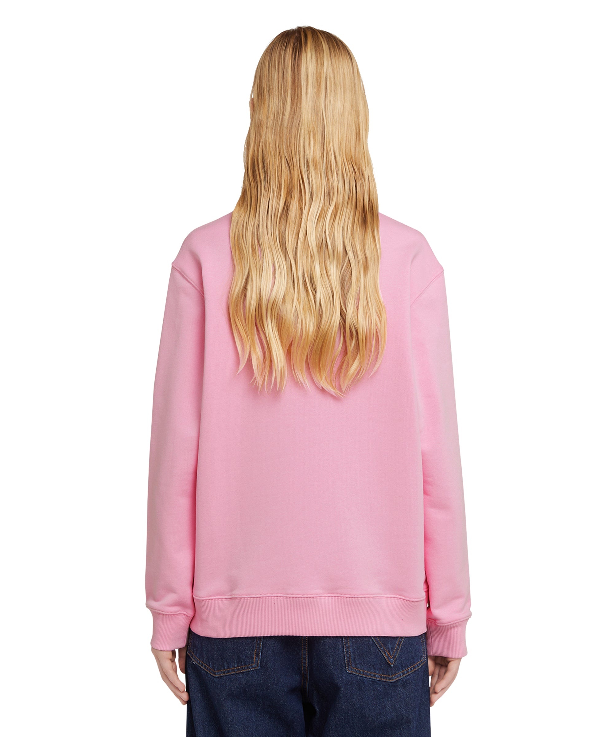 Crew neck cotton sweatshirt with micro logo - 3
