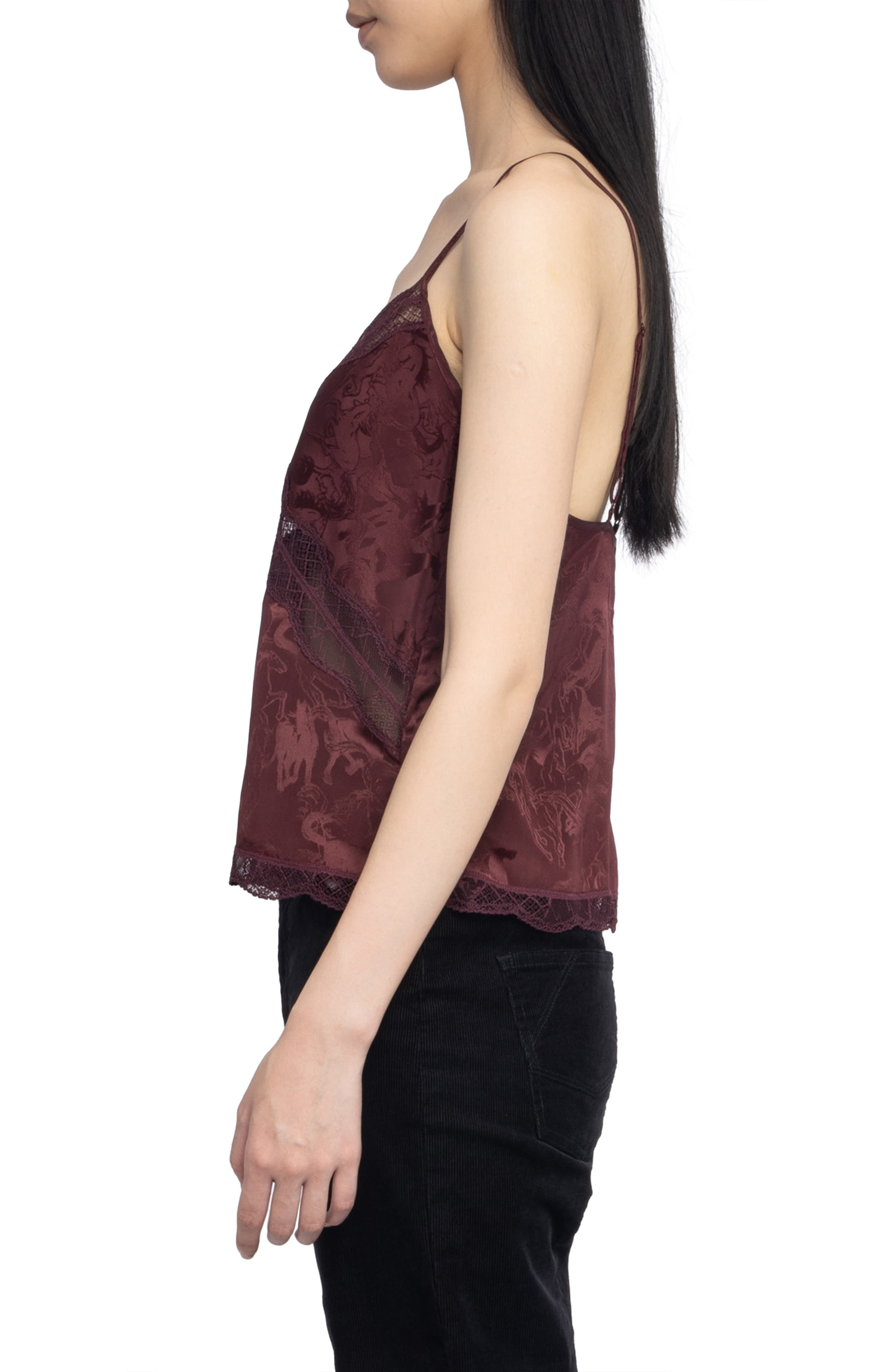 Zadig & Voltaire Cishi Silk Jacquard Camisole in Burgundy at Nordstrom - 7