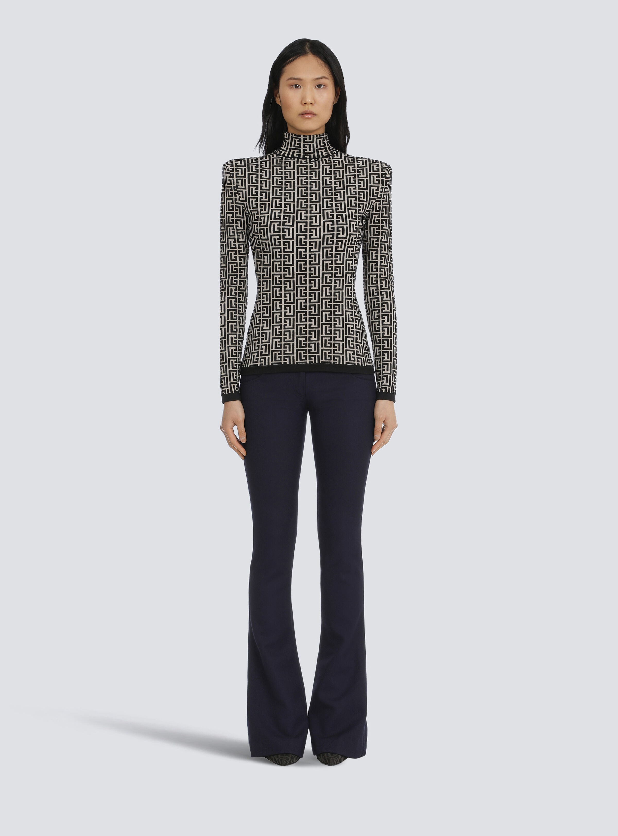 Knit sweater with Balmain monogram - 3