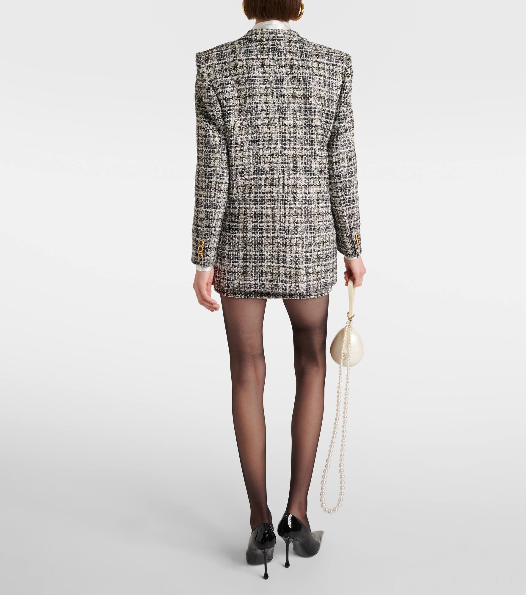 Wool lamé tweed blazer - 3