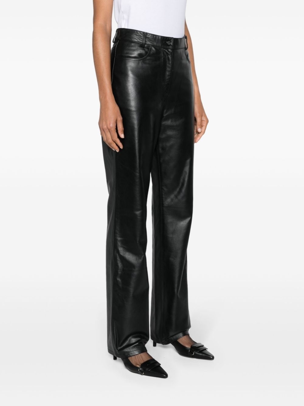straight leather trousers - 3
