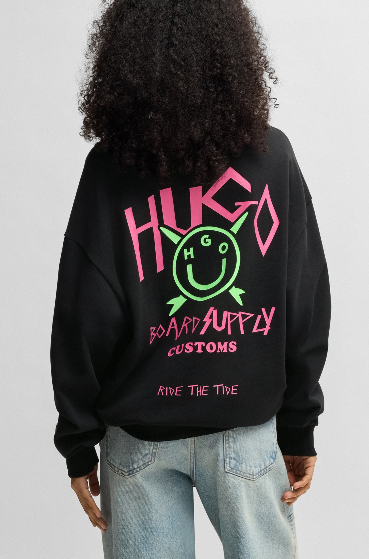 COTTON-TERRY SWEATSHIRT WITH HAPPY HUGO LOGO - 6