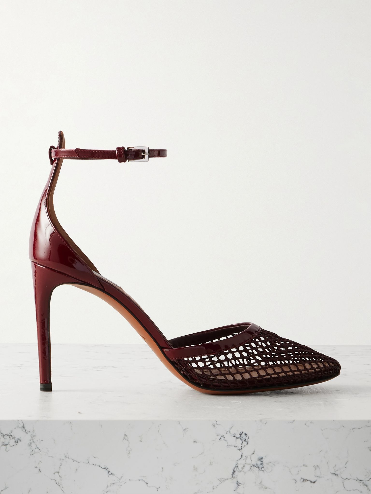 90 fishnet and patent-leather pumps Burgundy - 1
