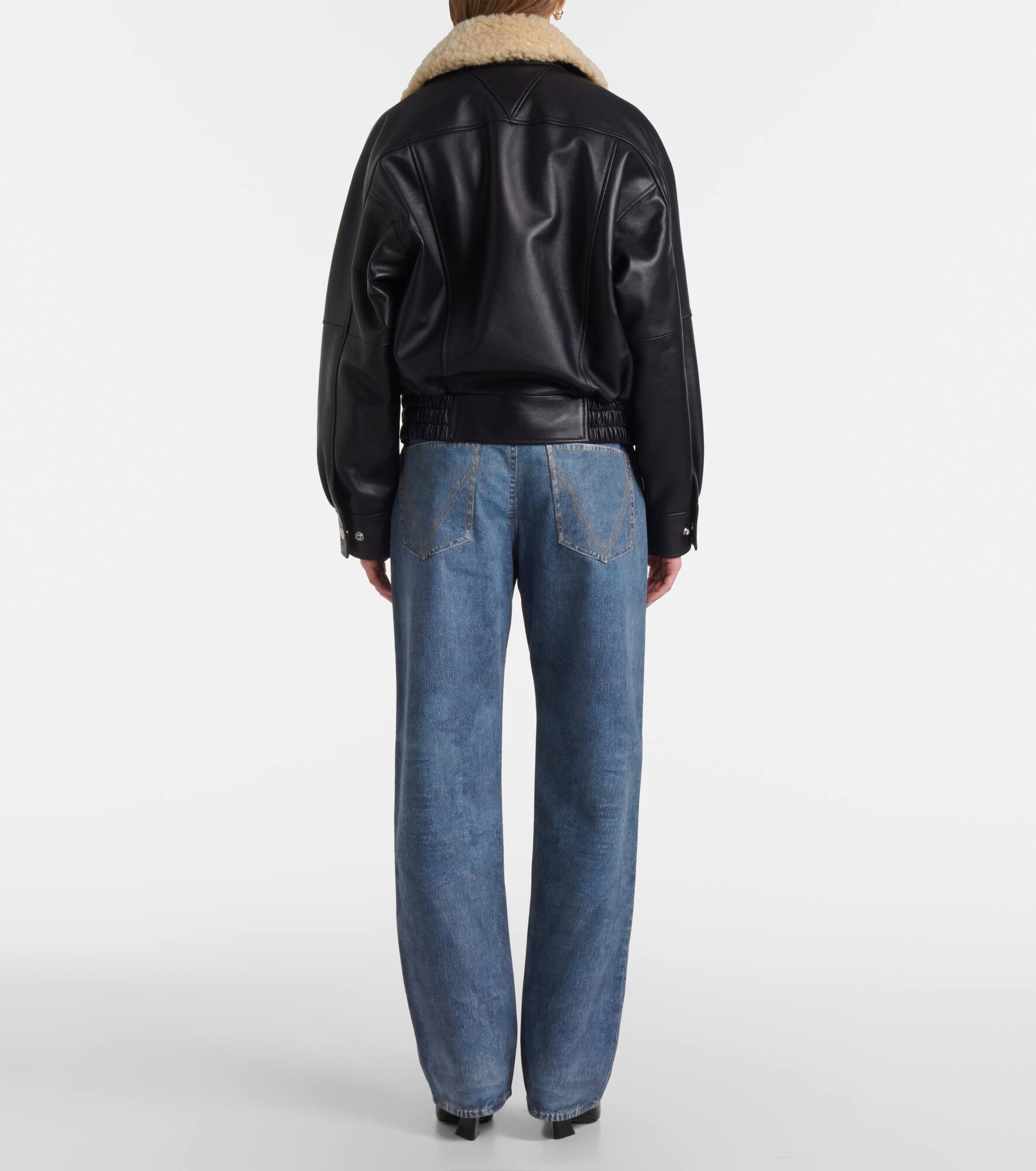 Shearling-trimmed leather blouson - 3