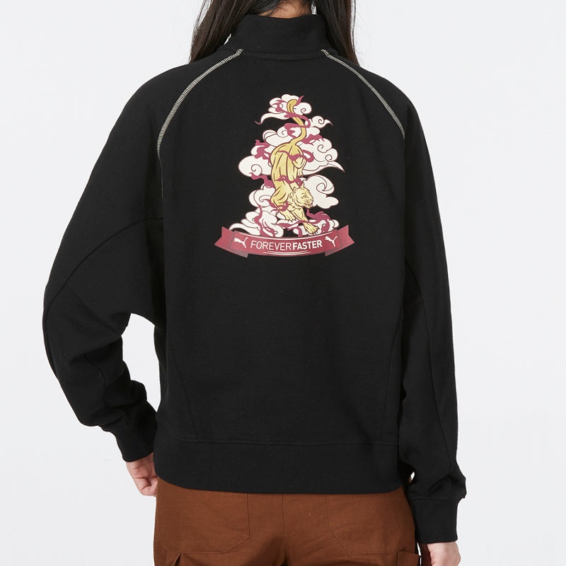 (WMNS) PUMA Das Cc Graphic Half-Zip Crew 'Black' 539911-01 - 5