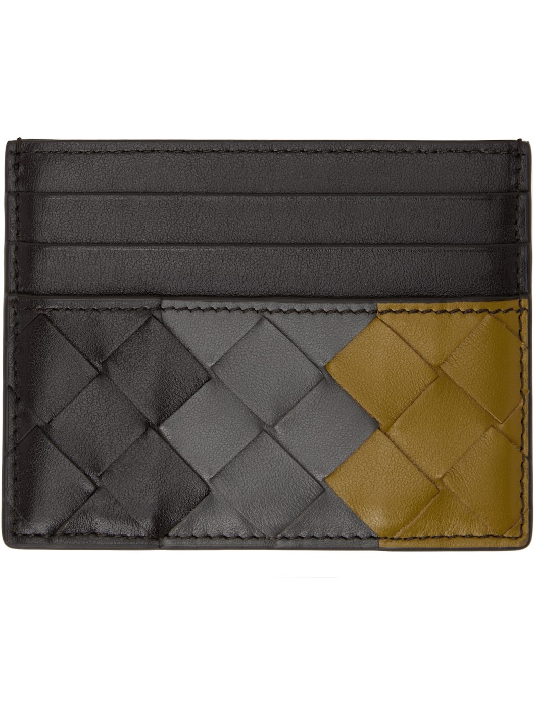 Brown & Grey Intrecciato Credit Card Holder - 1