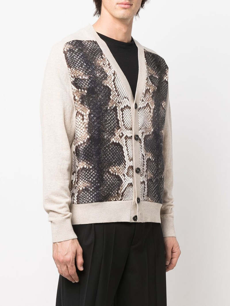 snakeskin-print panelled cardigan 3