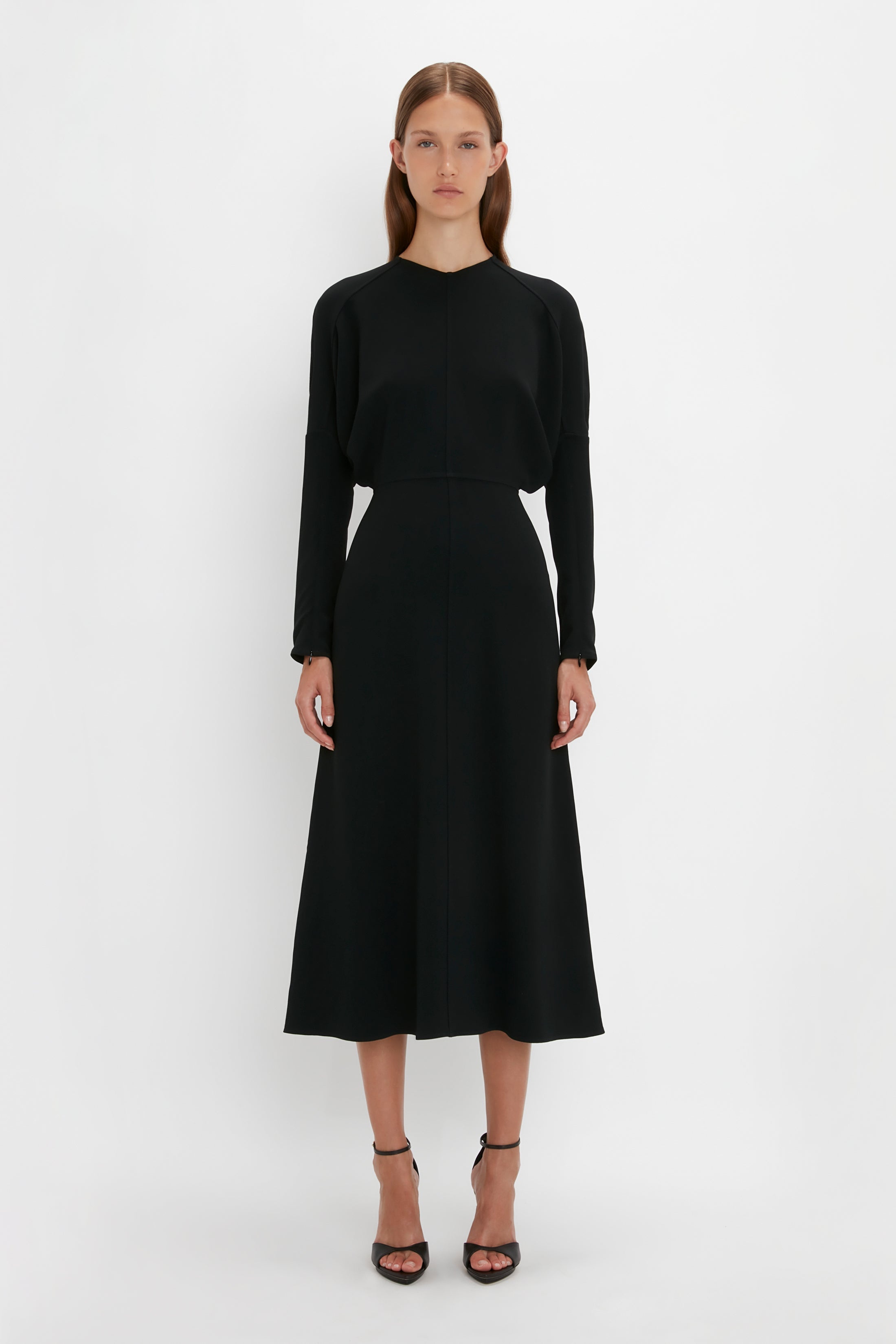 Dolman Midi Dress in Black - 2