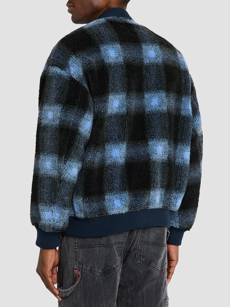Men's Plaid Polar Fleece Cardigan - Thyme Blue 4