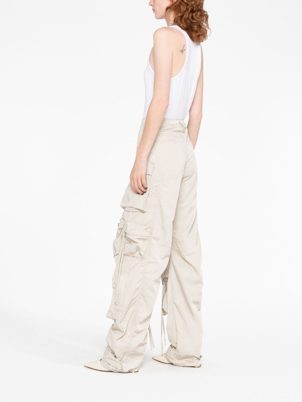 high-waisted cargo trousers - 4