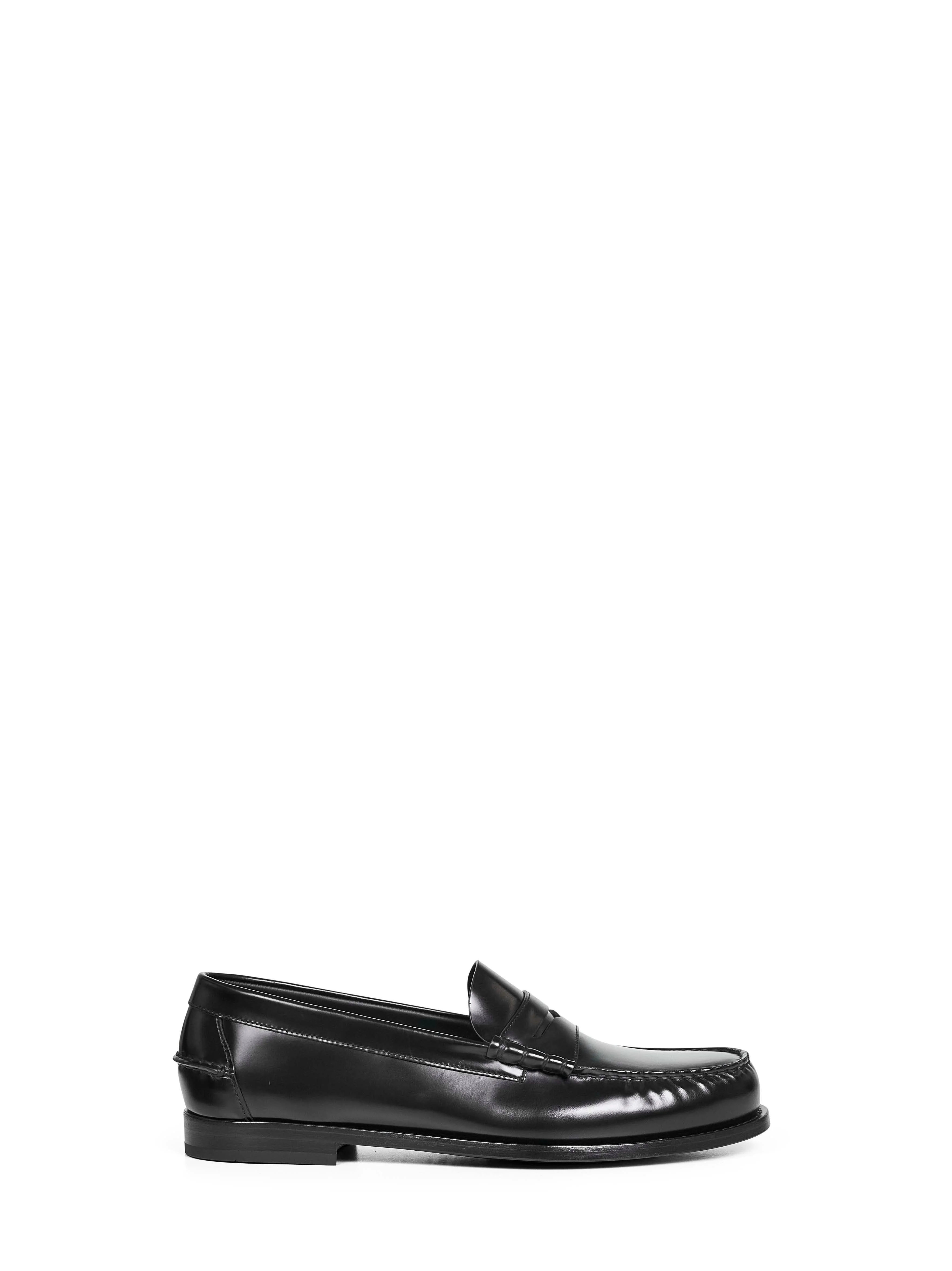 Black polished fumè leather Rowley loafers - 1