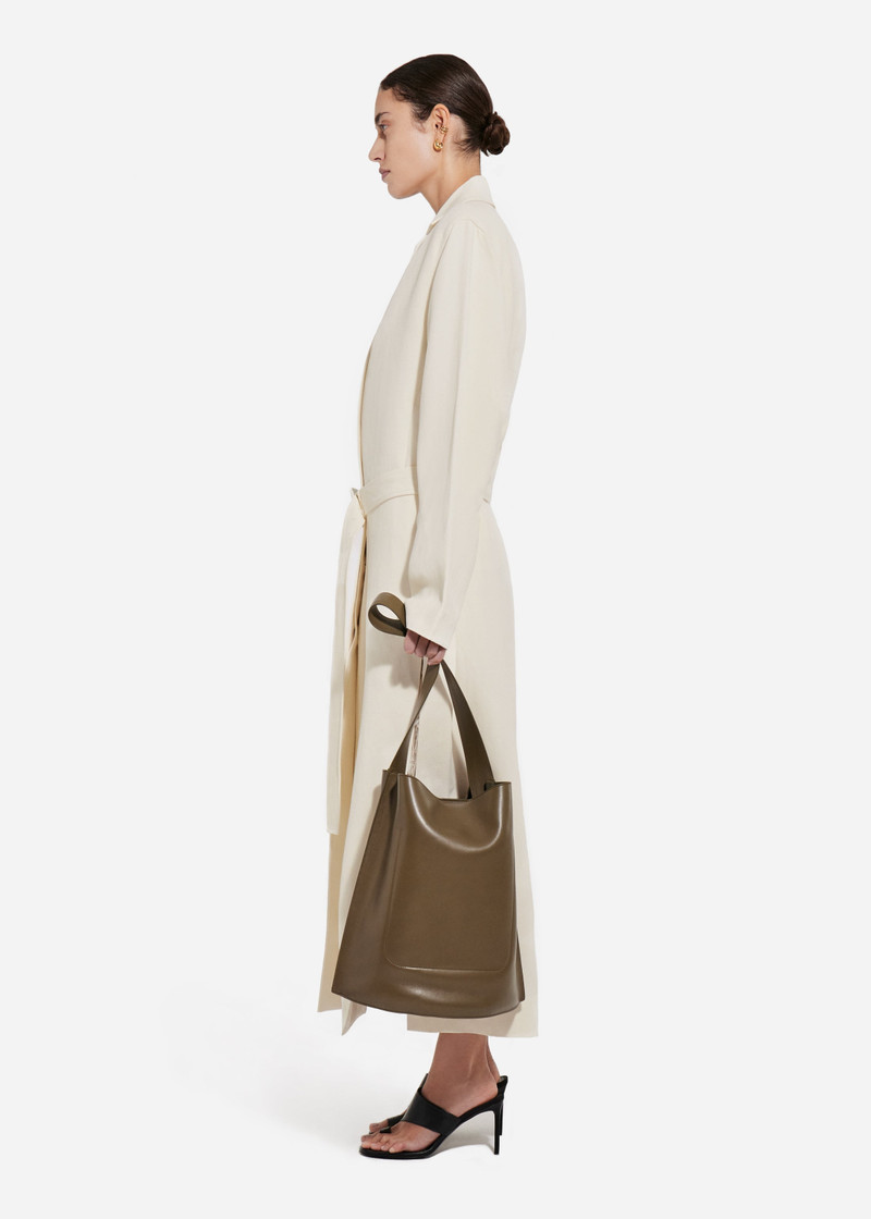 Belted Notch Collar Coat in Viscose Linen 5
