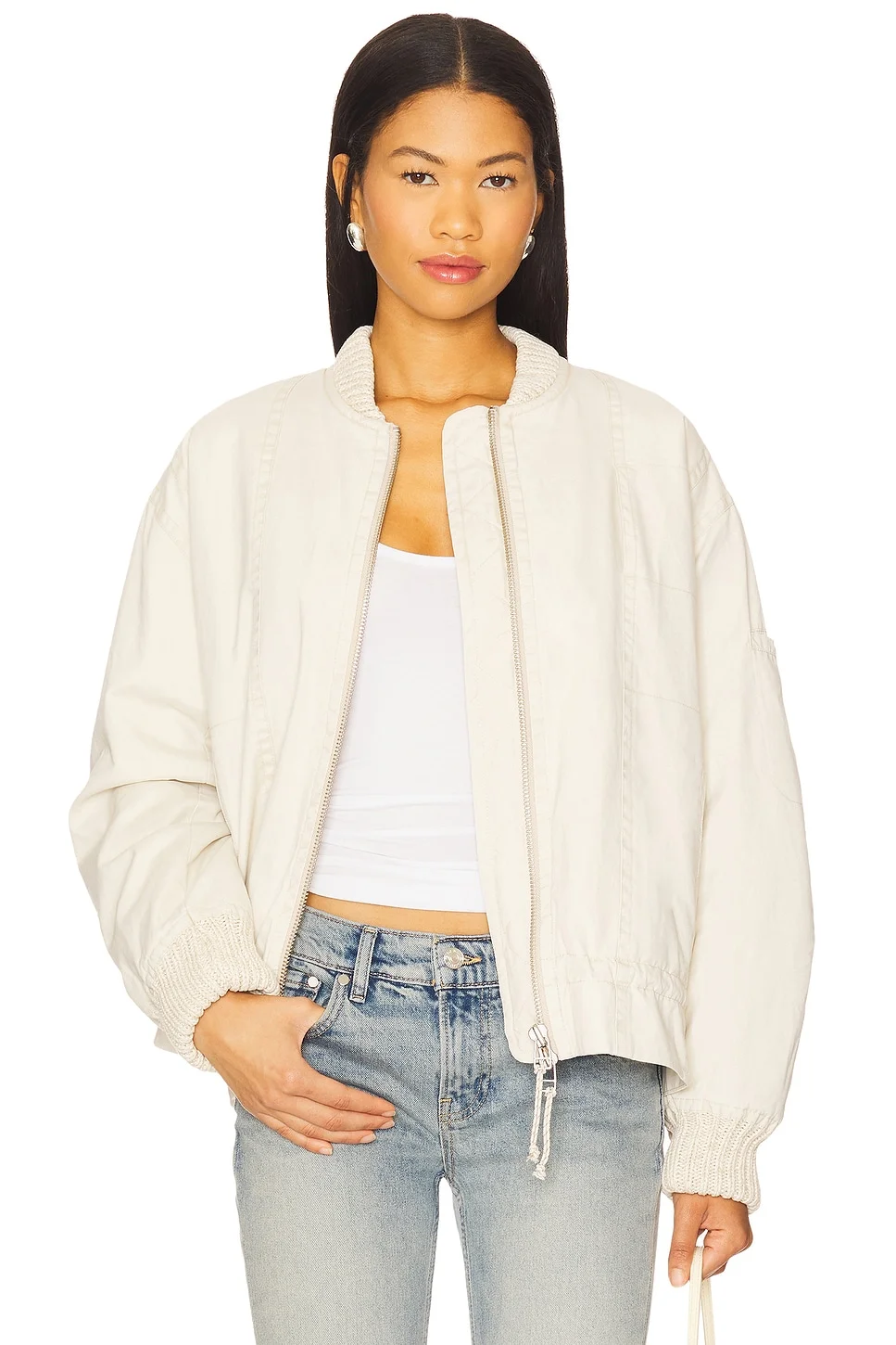 x We The Free Jax Washed Bomber In Almond Flour - 1