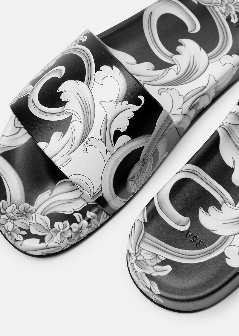VERSACE Silver Baroque Sliders outlook
