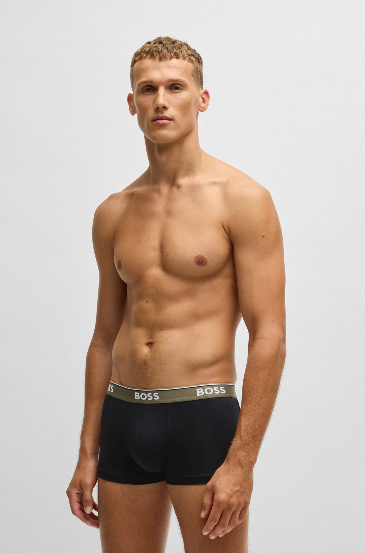 THREE-PACK OF STRETCH-COTTON TRUNKS WITH LOGO WAISTBANDS - 7