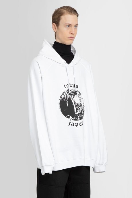 RAF SIMONS, White Men's Hooded Sweatshirt