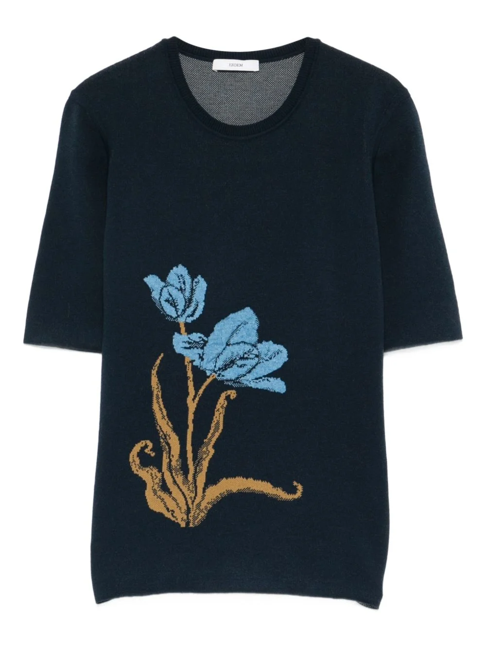 floral-motif knitted T-shirt - 1