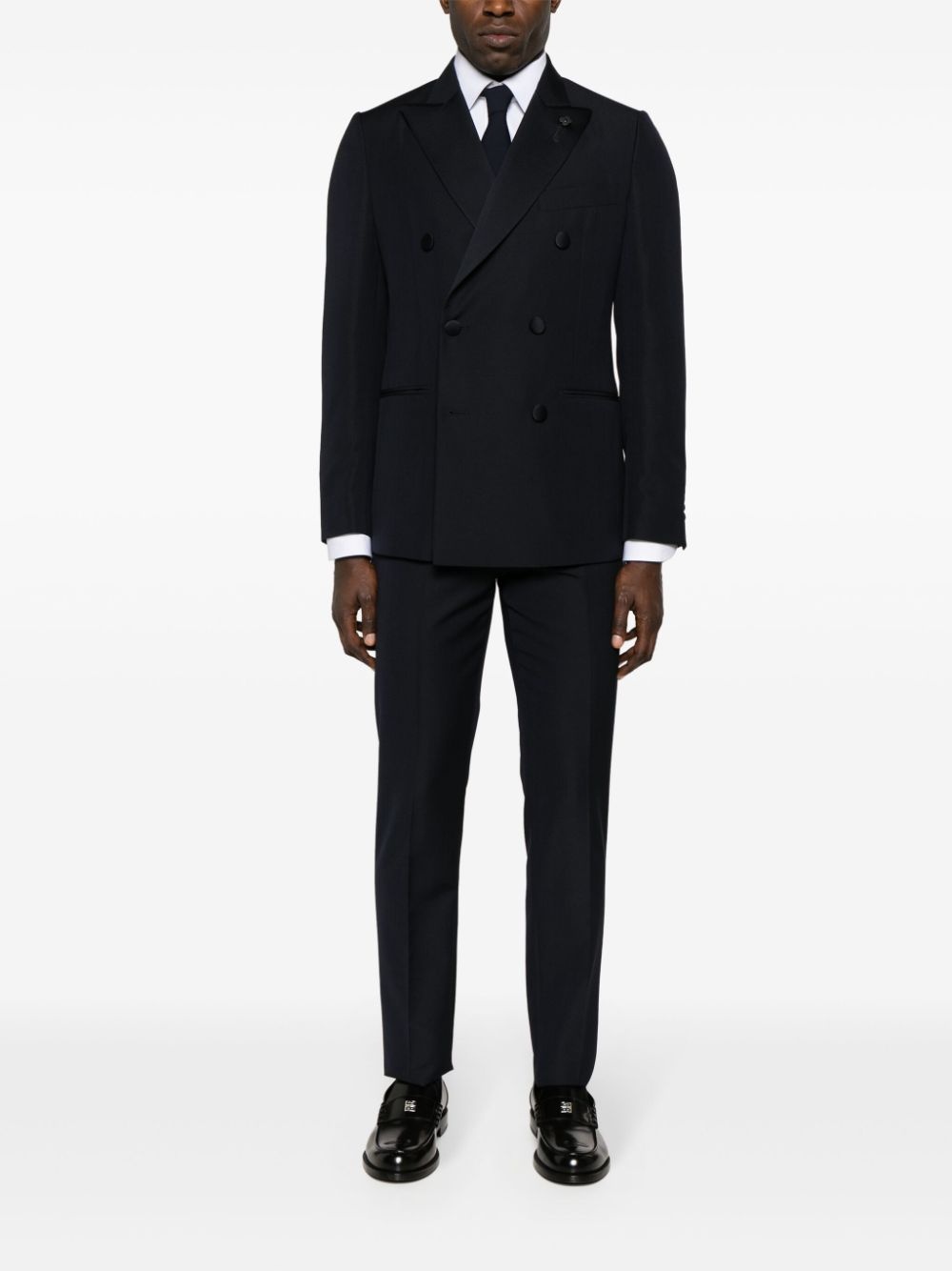 double-breasted wool-blend suit - 2