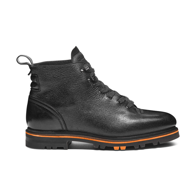 Men's black leather hiking boot 1