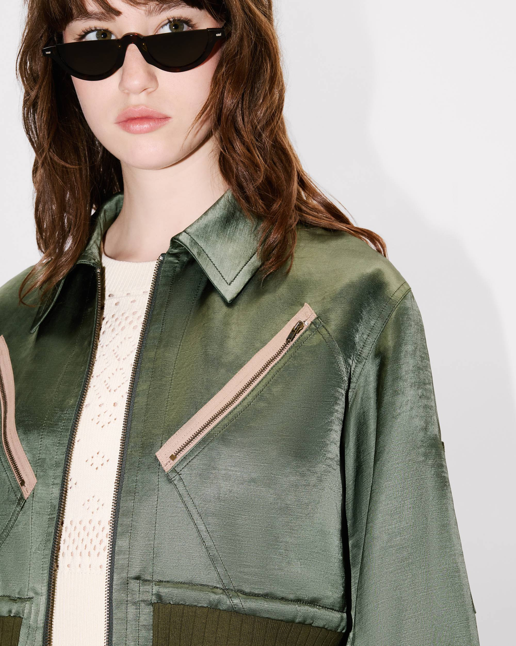 Cropped bomber in satin linen - 6