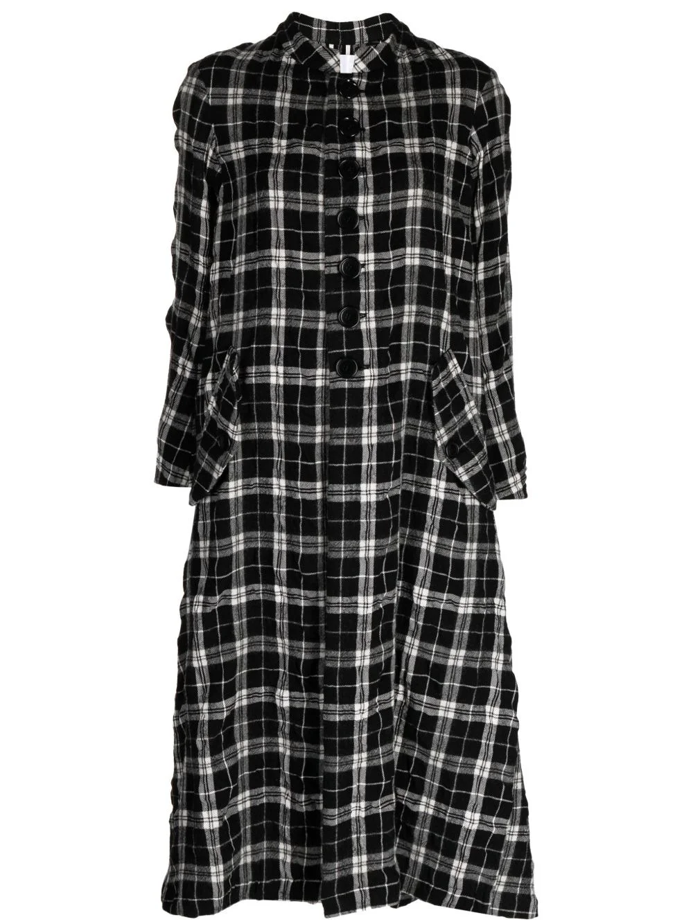 check-print long coat - 1