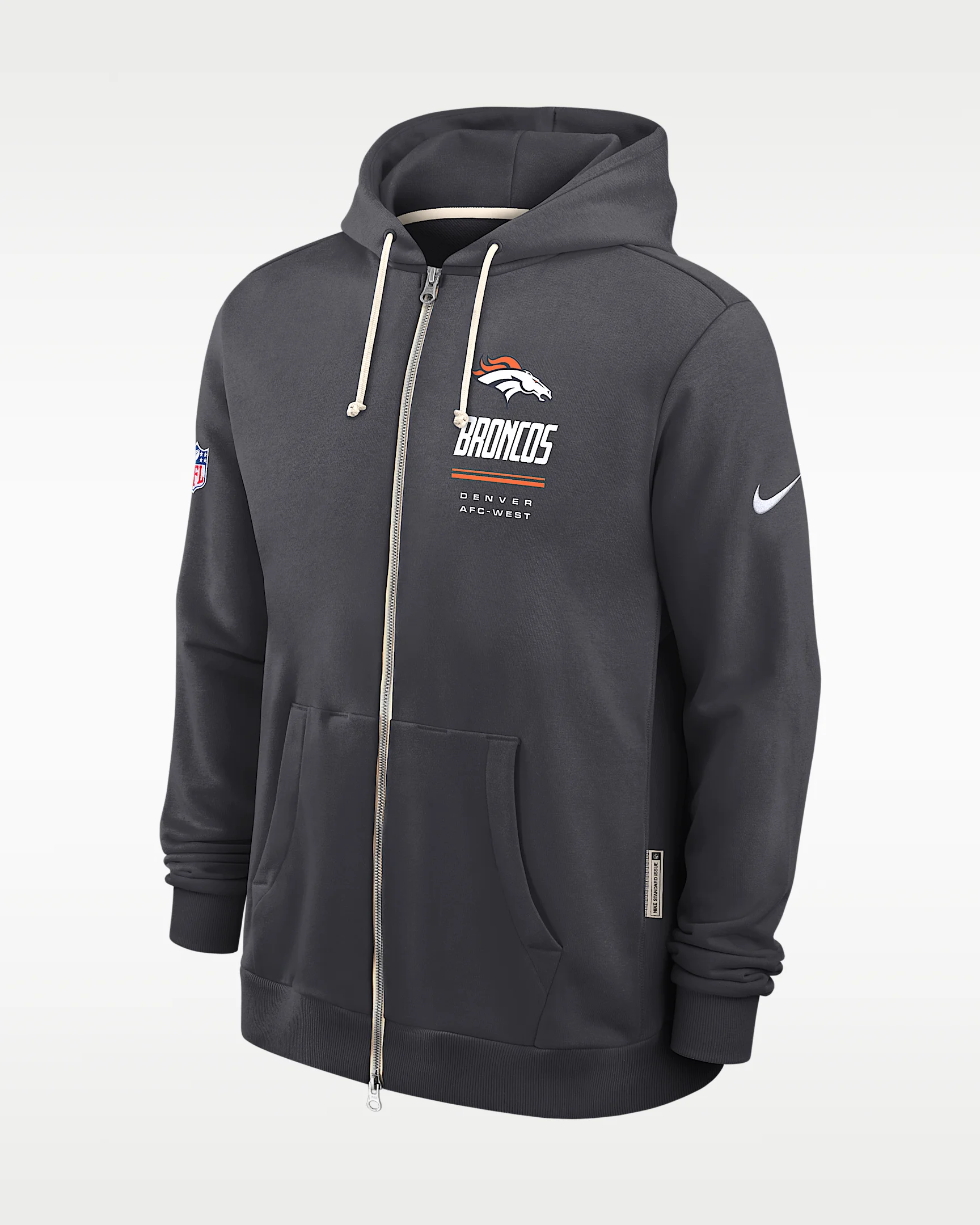 Denver Broncos Sideline Standard Issue Men's Nike Dri-FIT NFL Full-Zip Hoodie - 1