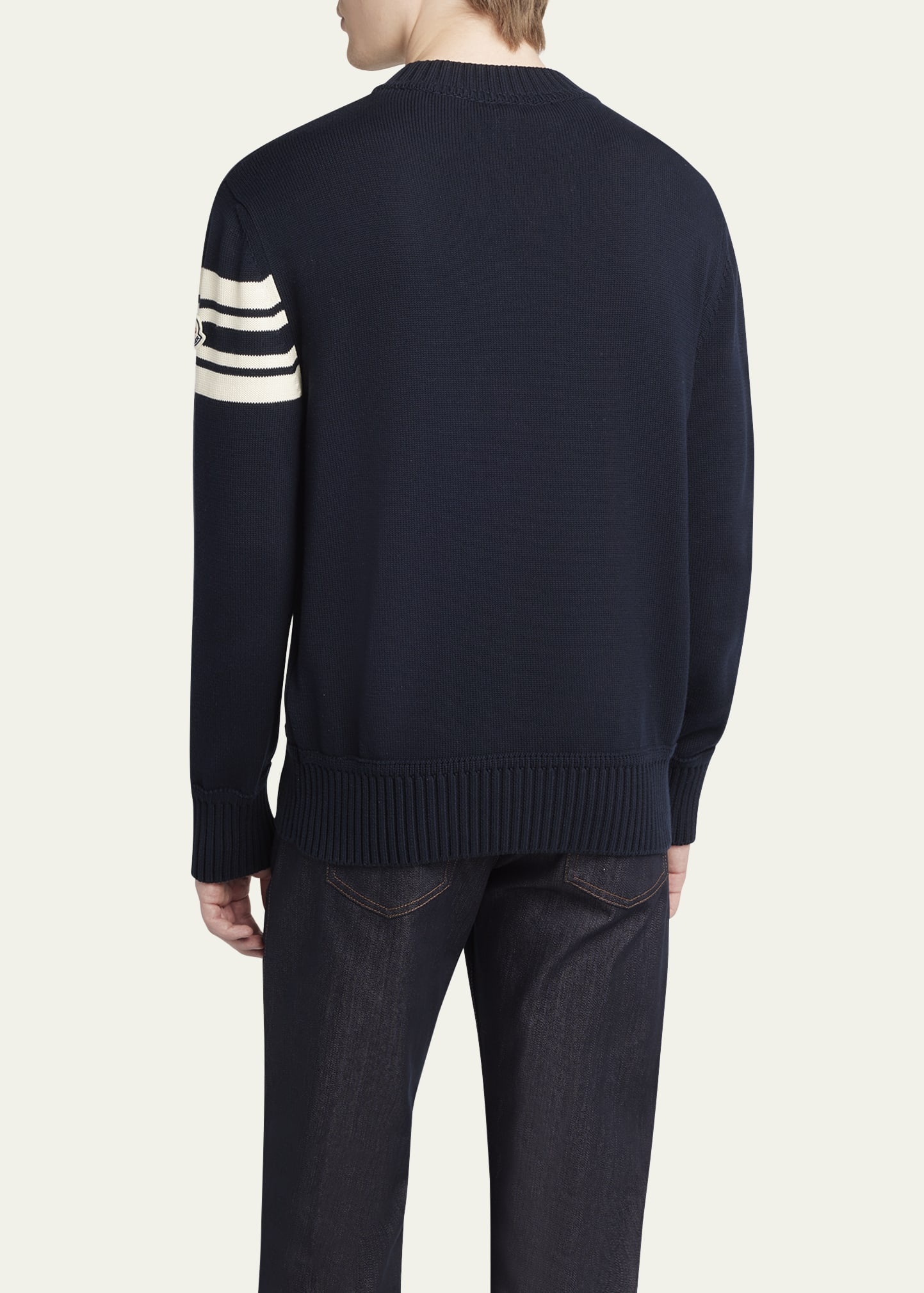 Men's Curved Logo Knit Crewneck Sweater - 3