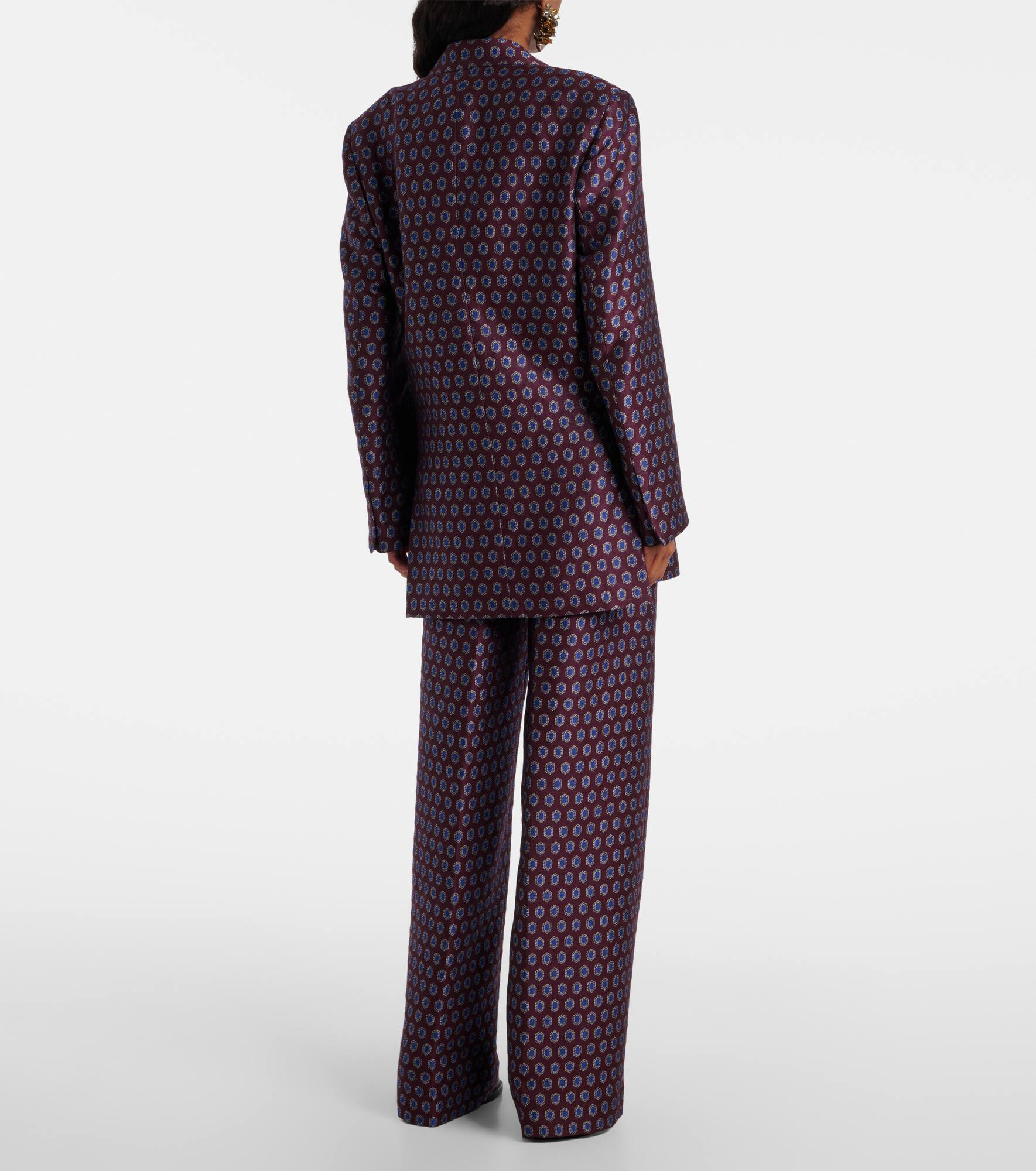 Printed wool, cotton, and linen-blend blazer - 3