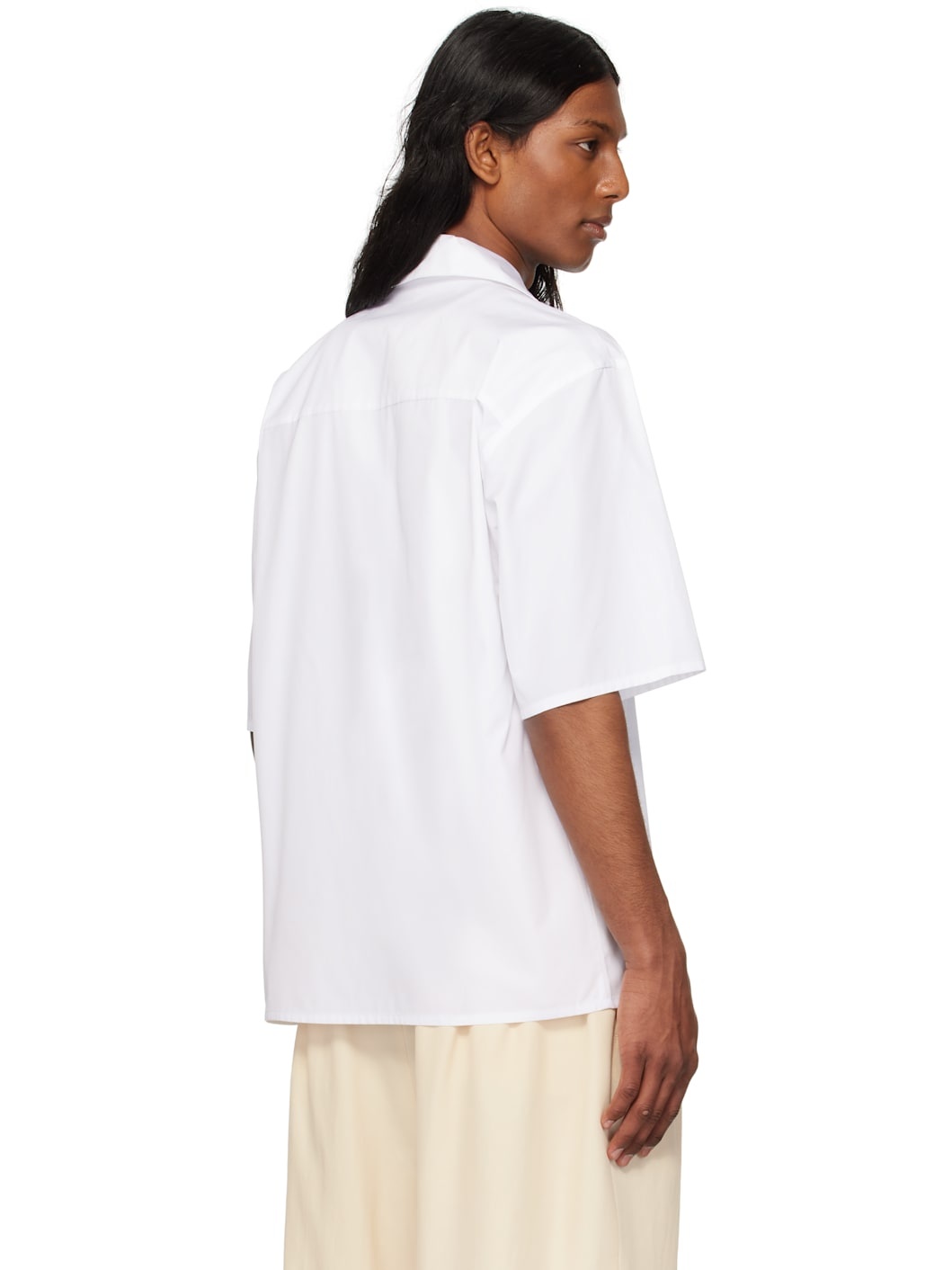 White Dante Patch Poplin Bowling Shirt - 3