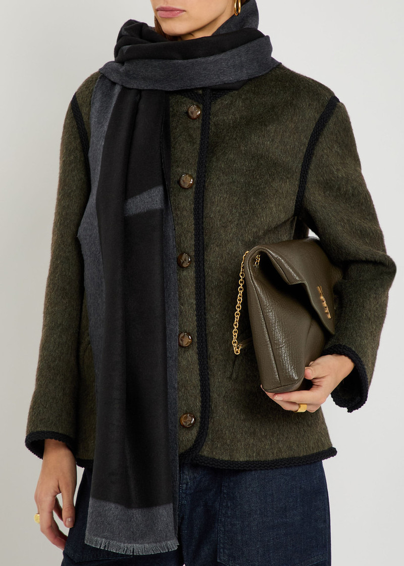 SAINT LAURENT Saint Laurent Cassandra Logo Silk Scarf outlook