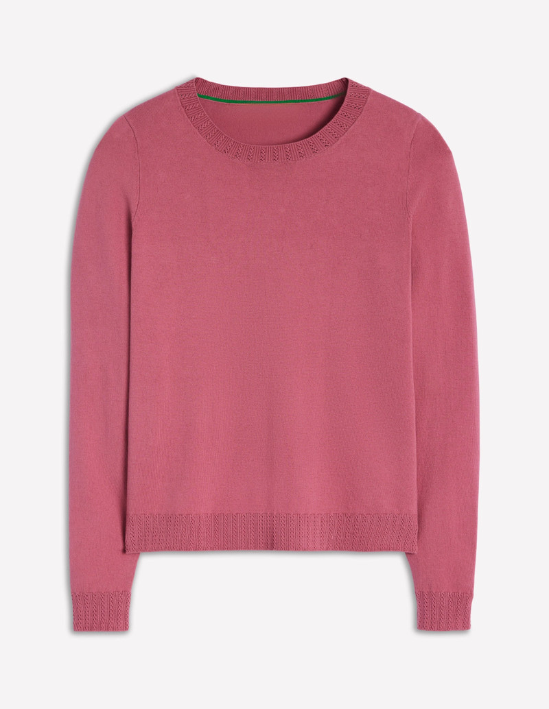 Emilia Cotton Crew Sweater-Pink Heather 1