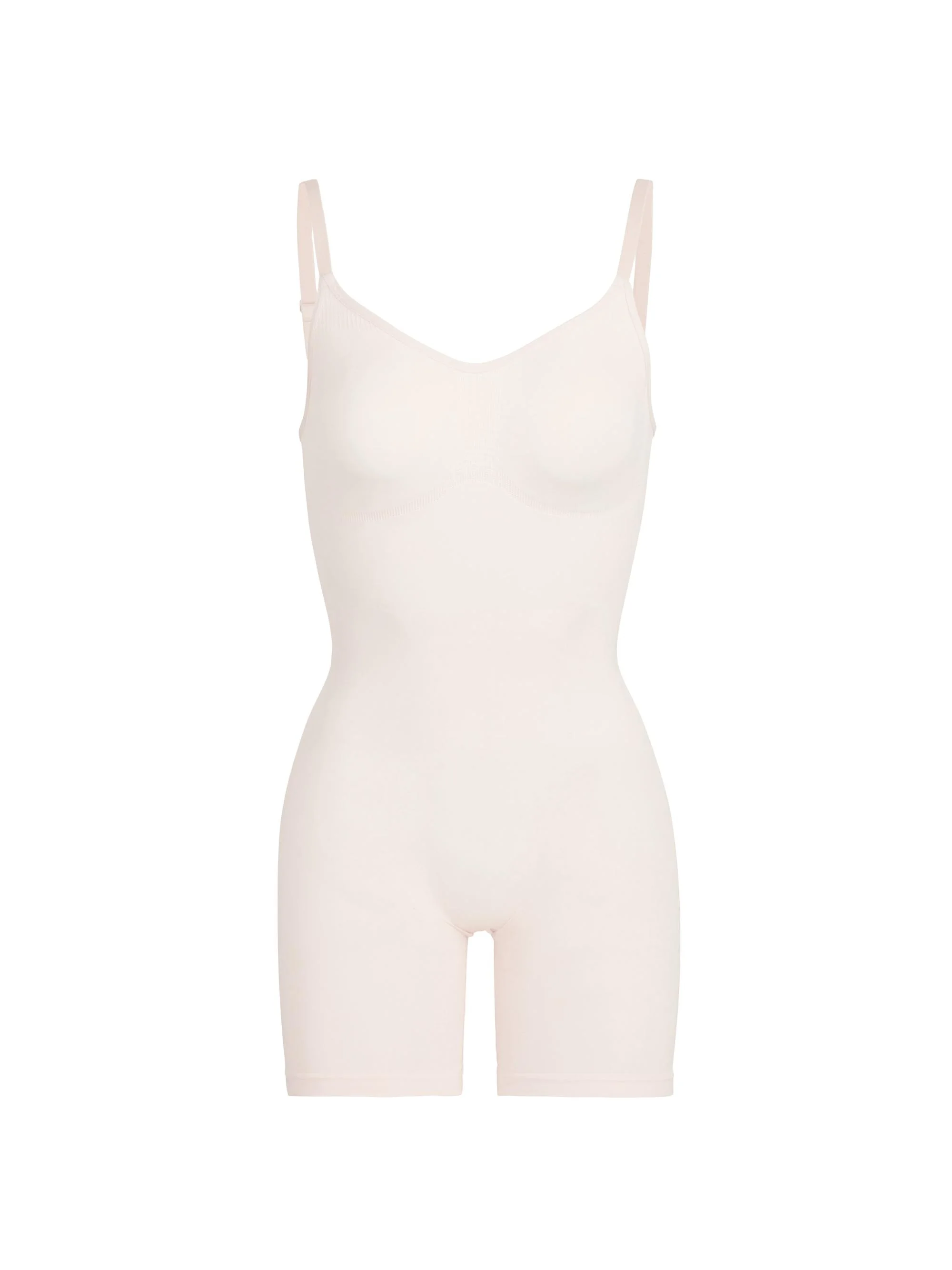Women's Seamless Sculpt Mid Thigh Bodysuit - Sand - 1