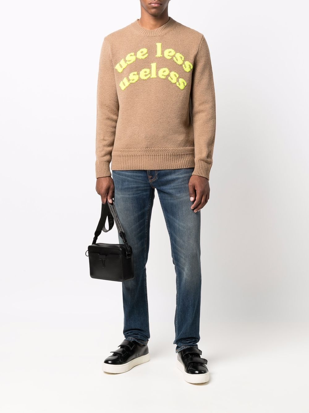 intarsia slogan wool-blend jumper - 2