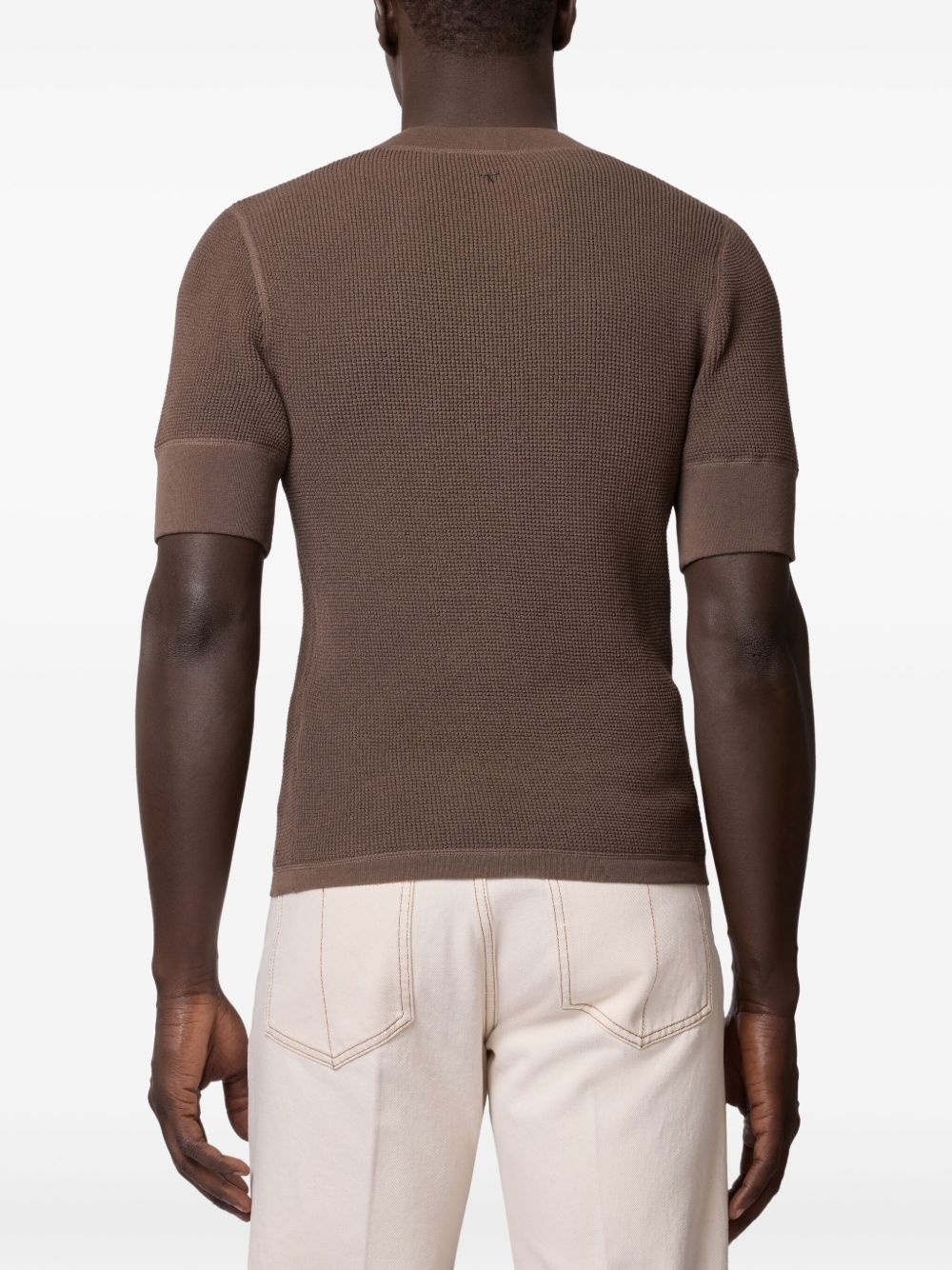 waffle-knit cotton t-shirt - 4