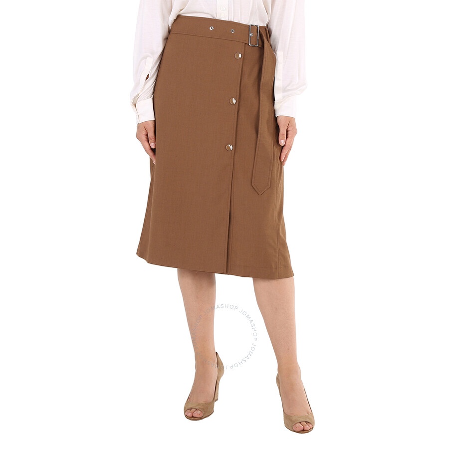 Burberry Ladies Keeley Warm Walnut Belted Mid-Length Skirt - 3