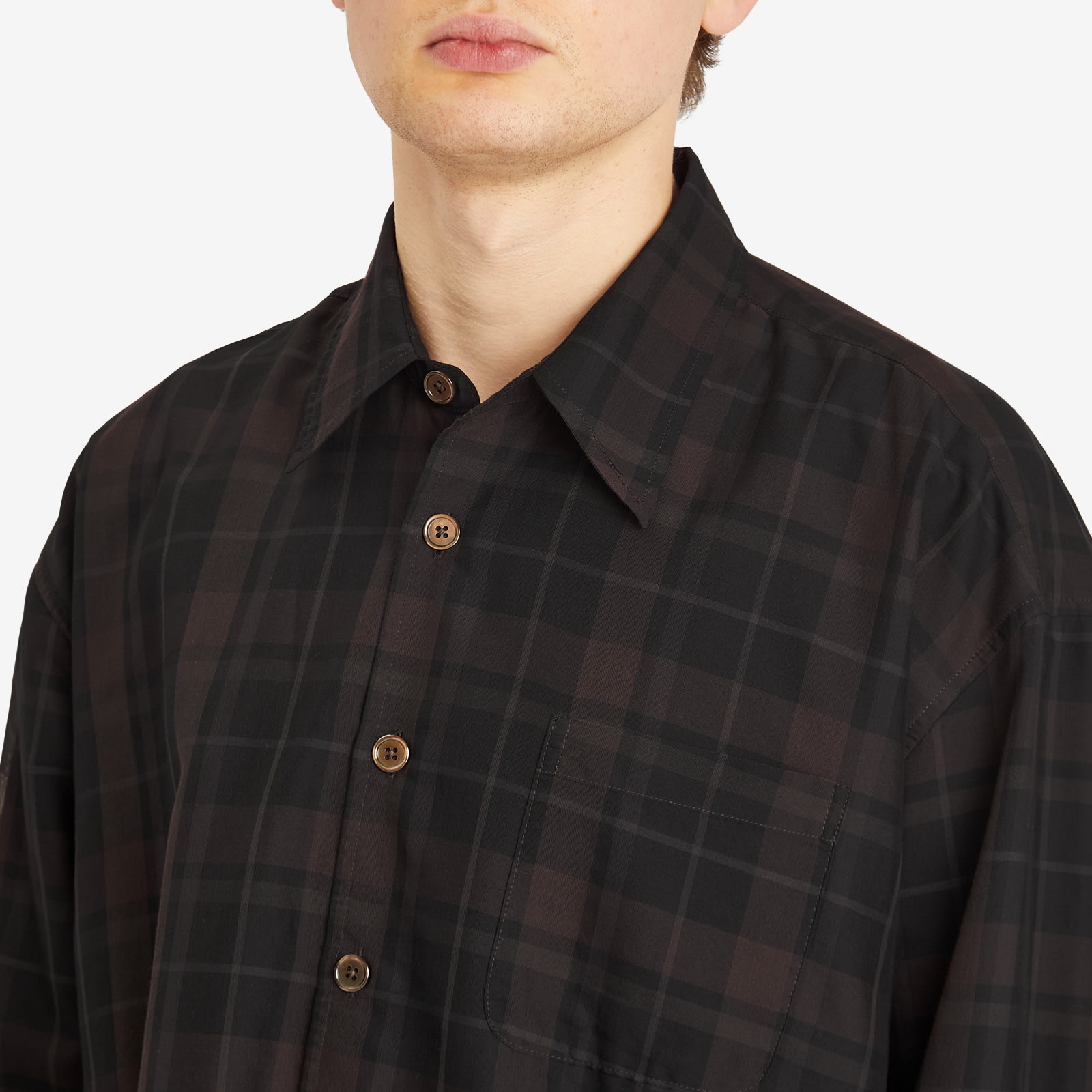 Our Legacy Borrowed Shirt Black Sheer Shadow Check | REVERSIBLE