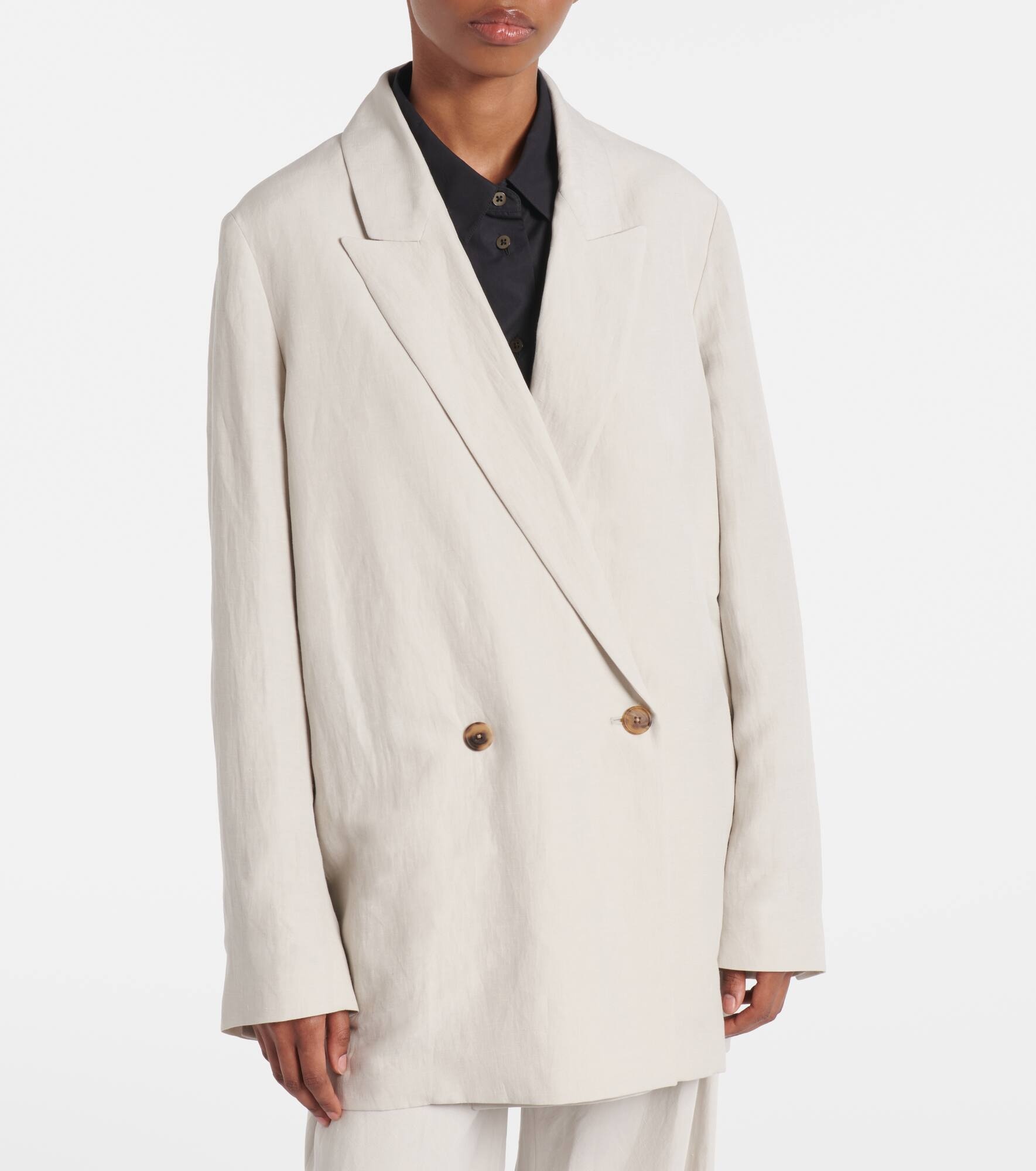 Nat double-breasted silk and linen blazer - 6