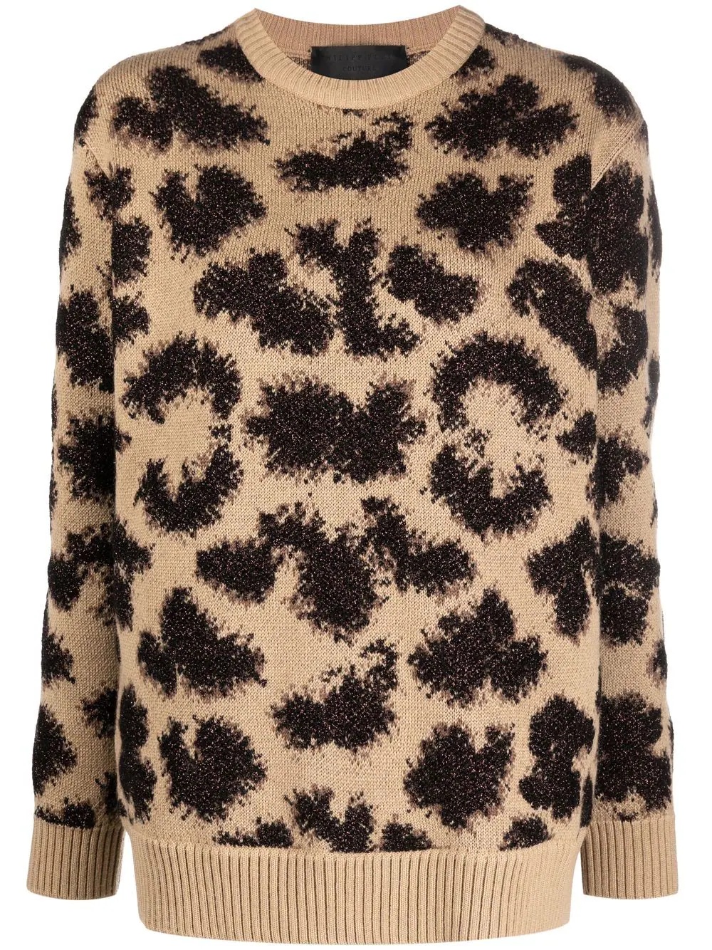 long-sleeved lurex leopard jumper - 1