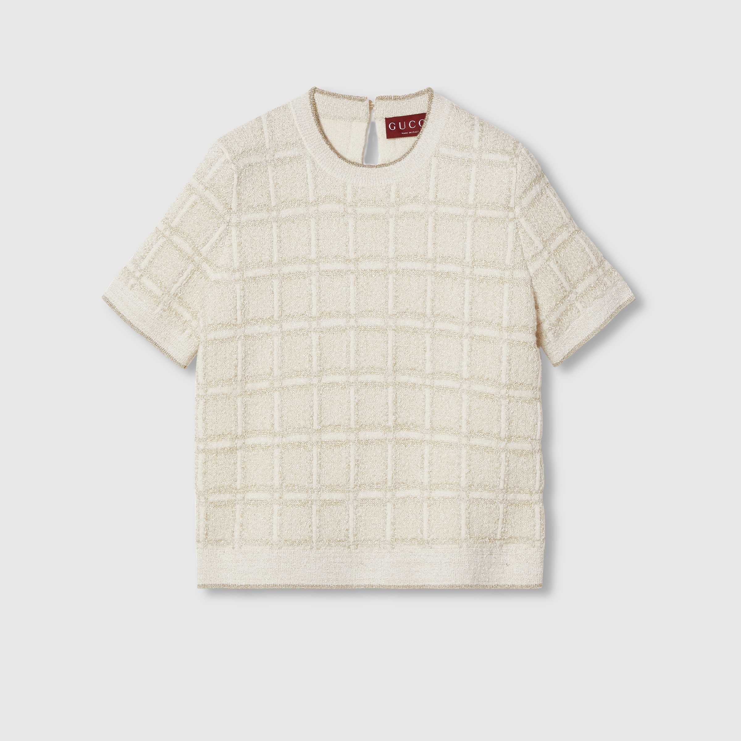 Wool and lamé check jacquard top - 1