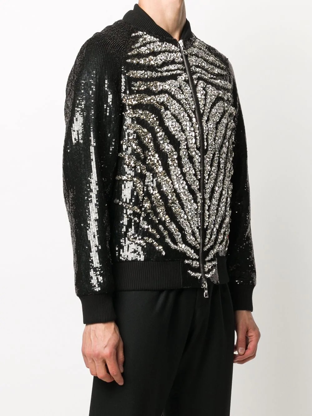 embellished-zebra bomber jacket - 3